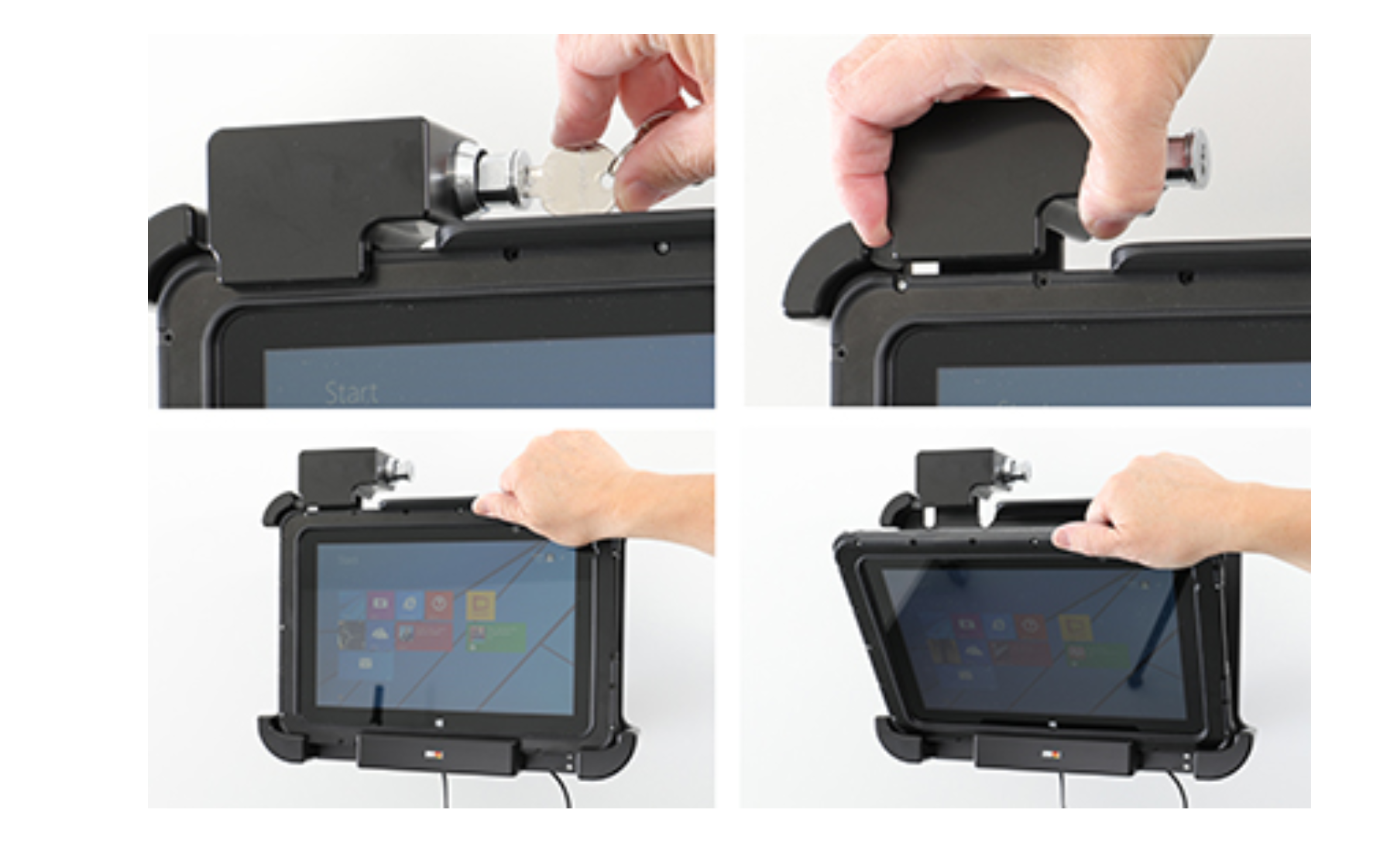 BRODIT ET5x  (10,1")  Charging cradle  With lock, 2 keys. Fits devices with rugged frame. With USB Host and DC power